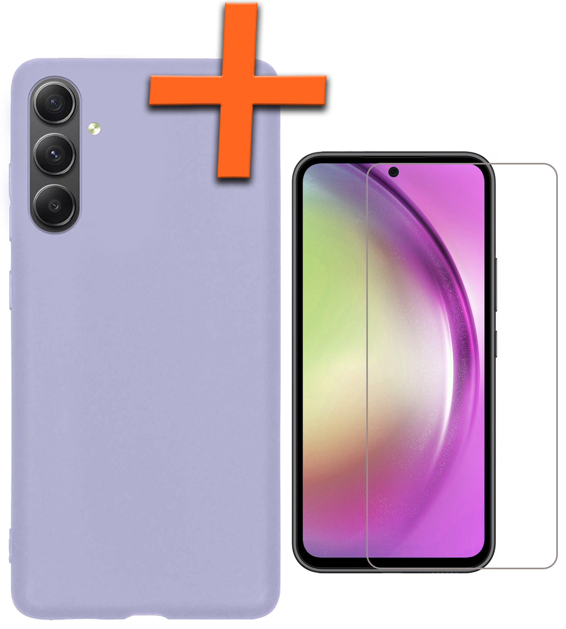 Nomfy Hoesje Geschikt voor Samsung A54 Hoesje Siliconen Cover Case Met Screenprotector - Hoes Geschikt voor Samsung Galaxy A54 Hoes Back Case - Lila