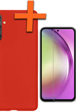 Nomfy Hoesje Geschikt voor Samsung A54 Hoesje Siliconen Cover Case Met Screenprotector - Hoes Geschikt voor Samsung Galaxy A54 Hoes Back Case - Rood