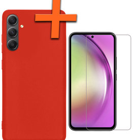 Nomfy Nomfy Samsung Galaxy A54 Hoesje Siliconen Met Screenprotector - Rood
