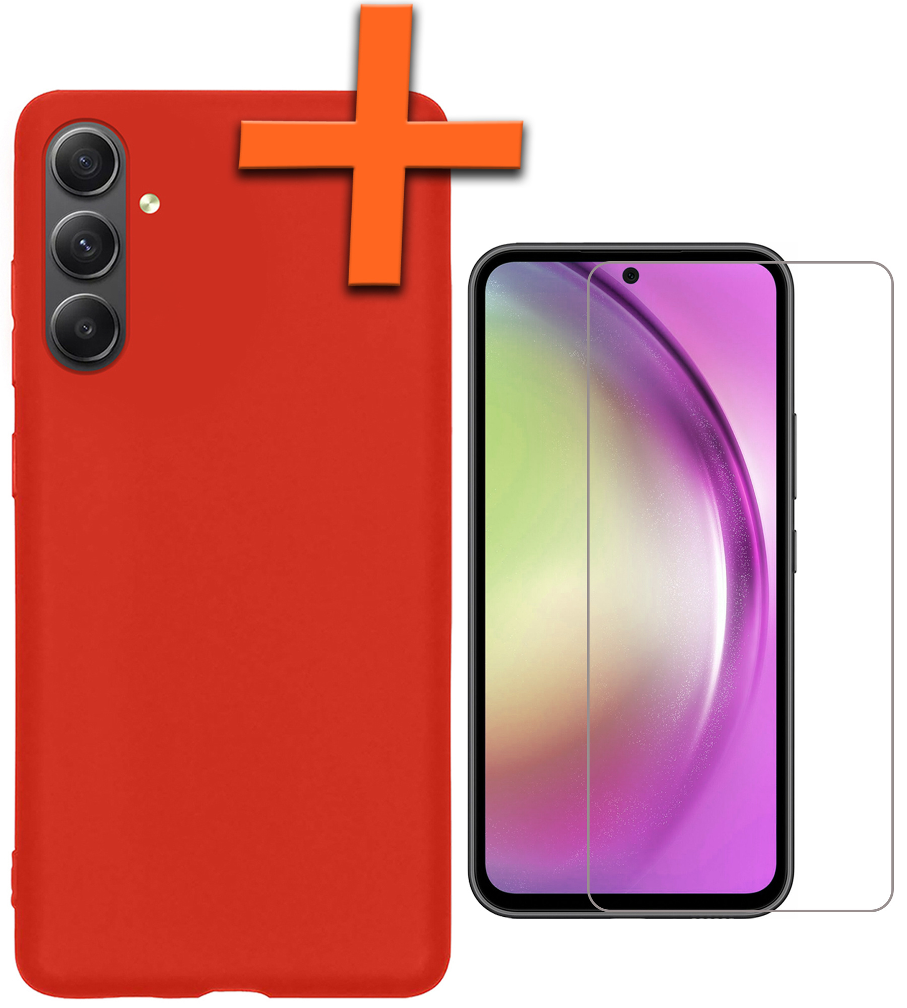 Nomfy Hoesje Geschikt voor Samsung A54 Hoesje Siliconen Cover Case Met Screenprotector - Hoes Geschikt voor Samsung Galaxy A54 Hoes Back Case - Rood