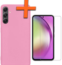 Nomfy Nomfy Samsung Galaxy A54 Hoesje Siliconen Met Screenprotector - Lichtroze