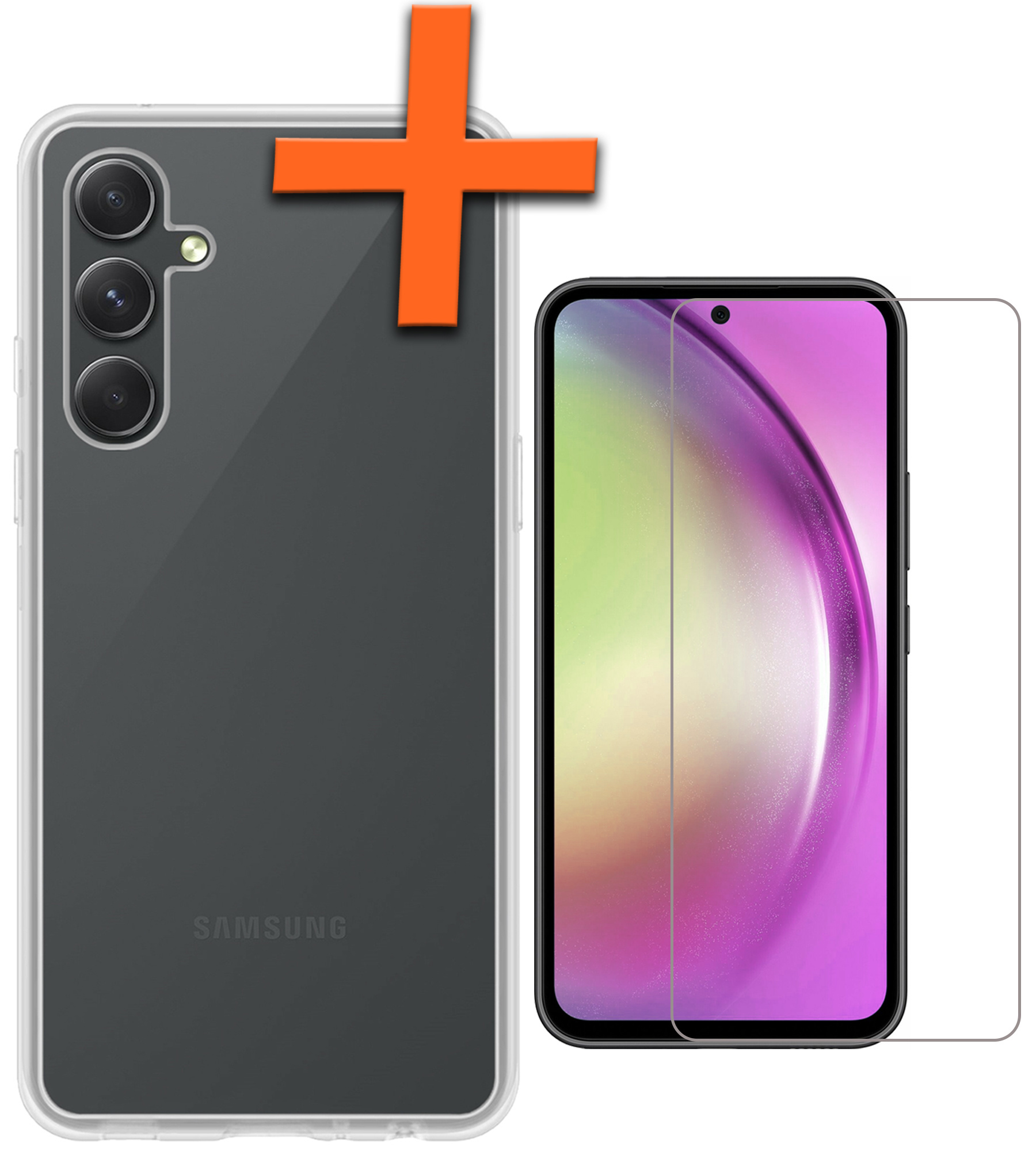 Nomfy Hoesje Geschikt voor Samsung A54 Hoesje Siliconen Cover Case Met Screenprotector - Hoes Geschikt voor Samsung Galaxy A54 Hoes Back Case - Transparant