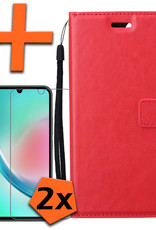 Nomfy Hoesje Geschikt voor Samsung A34 Hoes Bookcase Flipcase Book Cover Met 2x Screenprotector - Hoes Geschikt voor Samsung Galaxy A34 Hoesje Book Case - Rood