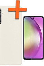 Nomfy Hoesje Geschikt voor Samsung A54 Hoesje Siliconen Cover Case Met Screenprotector - Hoes Geschikt voor Samsung Galaxy A54 Hoes Back Case - Wit