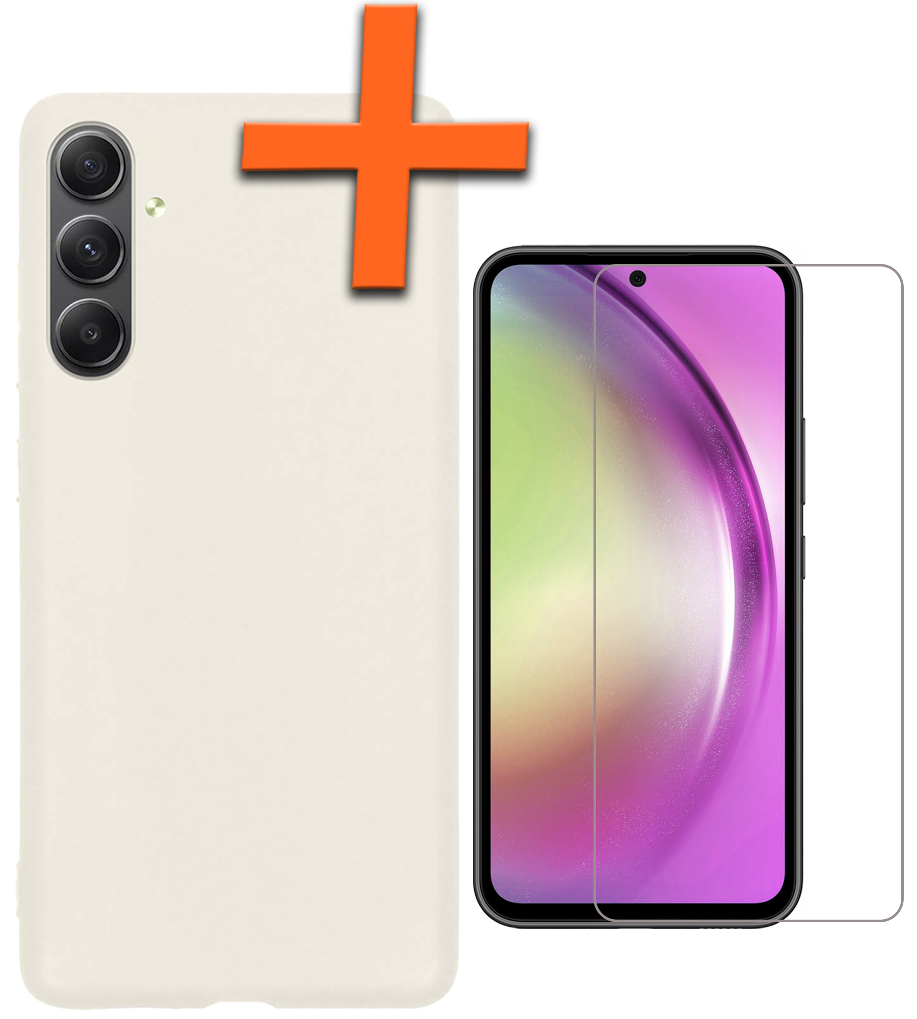 Nomfy Hoesje Geschikt voor Samsung A54 Hoesje Siliconen Cover Case Met Screenprotector - Hoes Geschikt voor Samsung Galaxy A54 Hoes Back Case - Wit