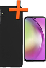Nomfy Hoesje Geschikt voor Samsung A54 Hoesje Siliconen Cover Case Met Screenprotector - Hoes Geschikt voor Samsung Galaxy A54 Hoes Back Case - Zwart