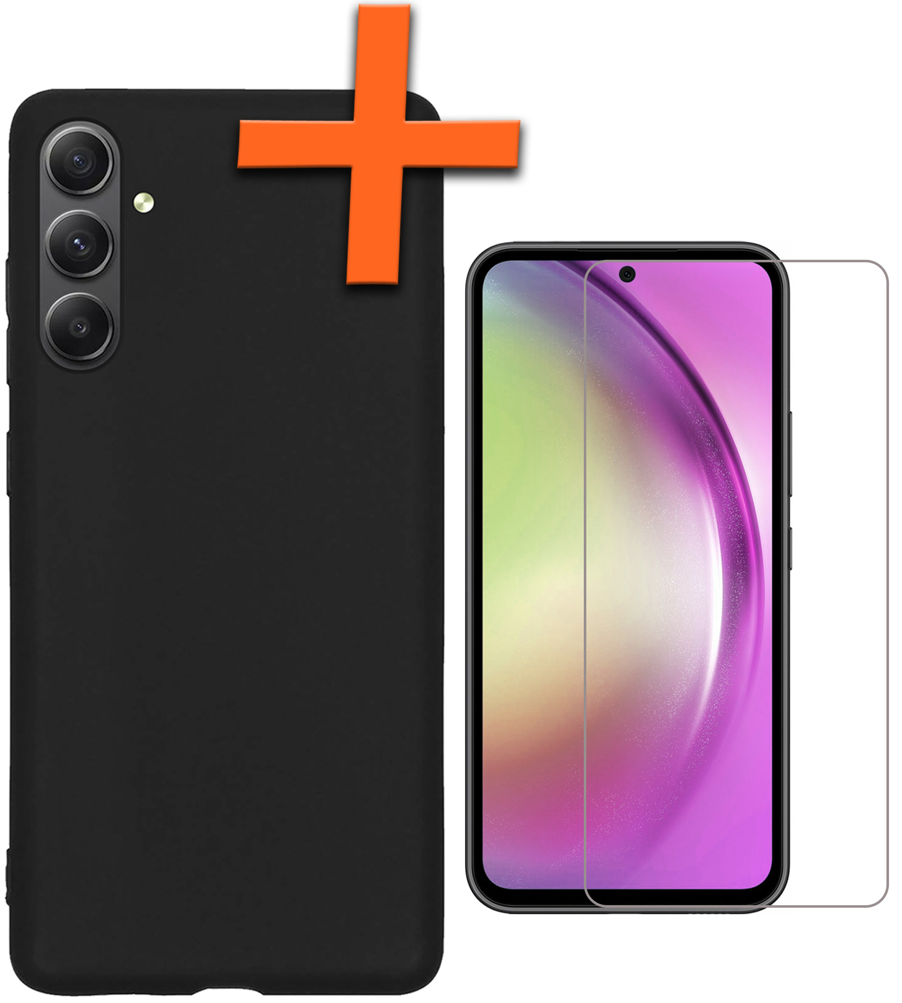 Nomfy Hoesje Geschikt voor Samsung A54 Hoesje Siliconen Cover Case Met Screenprotector - Hoes Geschikt voor Samsung Galaxy A54 Hoes Back Case - Zwart