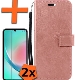 Nomfy Nomfy Samsung Galaxy A34 Hoesje Bookcase Rose Goud Met 2x Screenprotector