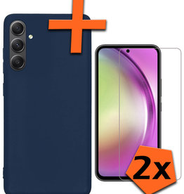 Nomfy Nomfy Samsung Galaxy A54 Hoesje Siliconen Met 2x Screenprotector - Donkerblauw