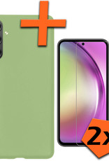 Nomfy Hoesje Geschikt voor Samsung A54 Hoesje Siliconen Cover Case Met 2x Screenprotector - Hoes Geschikt voor Samsung Galaxy A54 Hoes Back Case - Groen