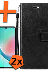 Nomfy Hoesje Geschikt voor Samsung A34 Hoes Bookcase Flipcase Book Cover Met 2x Screenprotector - Hoes Geschikt voor Samsung Galaxy A34 Hoesje Book Case - Zwart