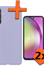 Nomfy Hoesje Geschikt voor Samsung A54 Hoesje Siliconen Cover Case Met 2x Screenprotector - Hoes Geschikt voor Samsung Galaxy A54 Hoes Back Case - Lila