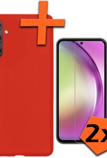 Nomfy Hoesje Geschikt voor Samsung A54 Hoesje Siliconen Cover Case Met 2x Screenprotector - Hoes Geschikt voor Samsung Galaxy A54 Hoes Back Case - Rood