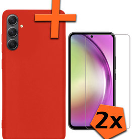 Nomfy Nomfy Samsung Galaxy A54 Hoesje Siliconen Met 2x Screenprotector - Rood