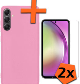 Nomfy Nomfy Samsung Galaxy A54 Hoesje Siliconen Met 2x Screenprotector - Lichtroze