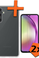 Nomfy Hoesje Geschikt voor Samsung A54 Hoesje Siliconen Cover Case Met 2x Screenprotector - Hoes Geschikt voor Samsung Galaxy A54 Hoes Back Case - Transparant