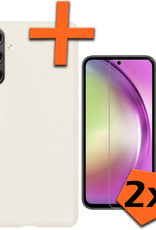 Nomfy Hoesje Geschikt voor Samsung A54 Hoesje Siliconen Cover Case Met 2x Screenprotector - Hoes Geschikt voor Samsung Galaxy A54 Hoes Back Case - Wit
