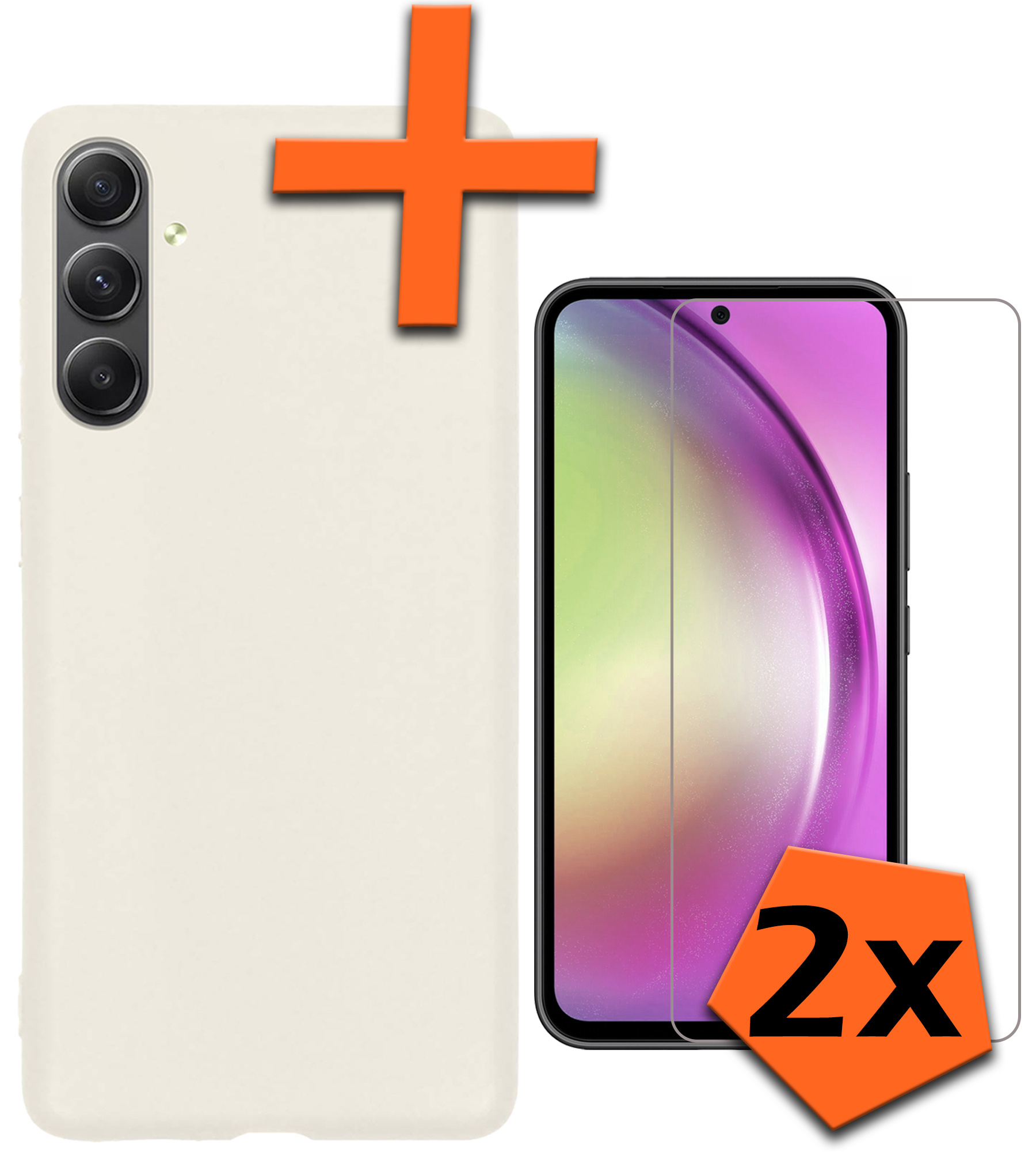 Nomfy Hoesje Geschikt voor Samsung A54 Hoesje Siliconen Cover Case Met 2x Screenprotector - Hoes Geschikt voor Samsung Galaxy A54 Hoes Back Case - Wit