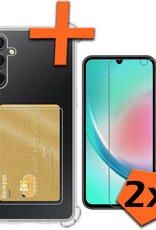 Nomfy Hoesje Geschikt voor Samsung A34 Hoesje Pasjeshouder Shockproof Pas Houder Met 2x Screenprotector - Hoesje Geschikt voor Samsung Galaxy A34 Hoes Met Kaarthouder - Transparant