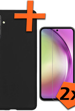 Nomfy Hoesje Geschikt voor Samsung A54 Hoesje Siliconen Cover Case Met 2x Screenprotector - Hoes Geschikt voor Samsung Galaxy A54 Hoes Back Case - Zwart