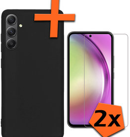 Nomfy Nomfy Samsung Galaxy A54 Hoesje Siliconen Met 2x Screenprotector - Zwart