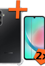 Nomfy Hoesje Geschikt voor Samsung A34 Hoesje Shock Proof Cover Case Shockproof Met 2x Screenprotector - Hoes Geschikt voor Samsung Galaxy A34 Hoes Siliconen Back Case - Transparant