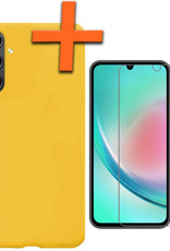 Nomfy Hoesje Geschikt voor Samsung A34 Hoesje Siliconen Cover Case Met Screenprotector - Hoes Geschikt voor Samsung Galaxy A34 Hoes Back Case - Geel