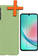 Nomfy Hoesje Geschikt voor Samsung A34 Hoesje Siliconen Cover Case Met Screenprotector - Hoes Geschikt voor Samsung Galaxy A34 Hoes Back Case - Groen
