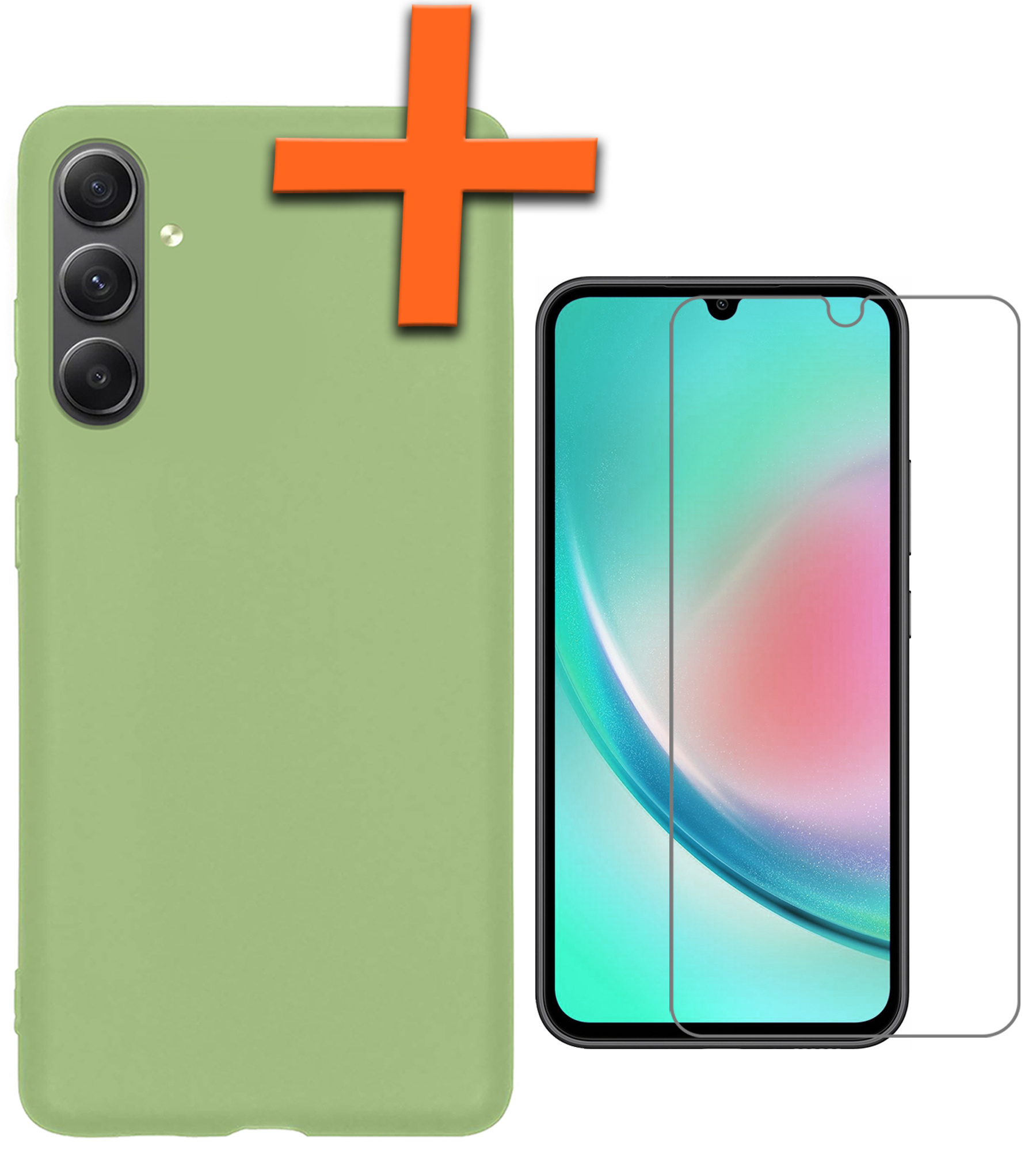 Nomfy Hoesje Geschikt voor Samsung A34 Hoesje Siliconen Cover Case Met Screenprotector - Hoes Geschikt voor Samsung Galaxy A34 Hoes Back Case - Groen