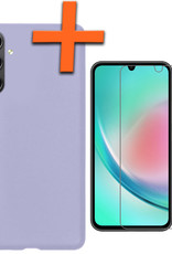 Nomfy Hoesje Geschikt voor Samsung A34 Hoesje Siliconen Cover Case Met Screenprotector - Hoes Geschikt voor Samsung Galaxy A34 Hoes Back Case - Lila