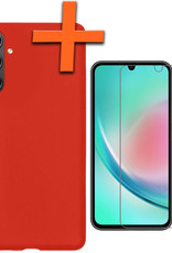 Nomfy Hoesje Geschikt voor Samsung A34 Hoesje Siliconen Cover Case Met Screenprotector - Hoes Geschikt voor Samsung Galaxy A34 Hoes Back Case - Rood