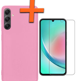 Nomfy Nomfy Samsung Galaxy A34 Hoesje Siliconen Met Screenprotector - Lichtroze