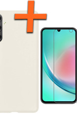 Nomfy Hoesje Geschikt voor Samsung A34 Hoesje Siliconen Cover Case Met Screenprotector - Hoes Geschikt voor Samsung Galaxy A34 Hoes Back Case - Wit