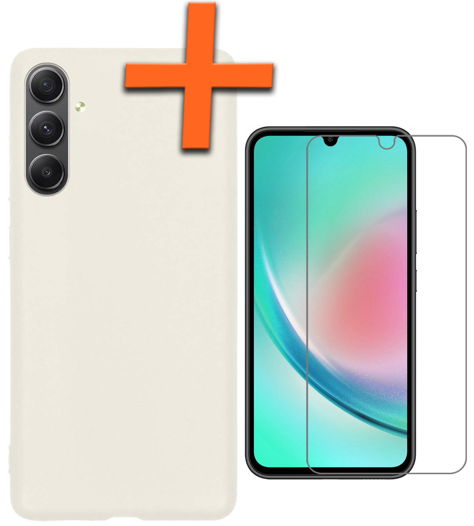 Nomfy Hoesje Geschikt voor Samsung A34 Hoesje Siliconen Cover Case Met Screenprotector - Hoes Geschikt voor Samsung Galaxy A34 Hoes Back Case - Wit