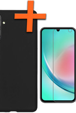 Nomfy Hoesje Geschikt voor Samsung A34 Hoesje Siliconen Cover Case Met Screenprotector - Hoes Geschikt voor Samsung Galaxy A34 Hoes Back Case - Zwart