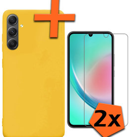 Nomfy Nomfy Samsung Galaxy A34 Hoesje Siliconen Met 2x Screenprotector - Geel