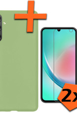 Nomfy Hoesje Geschikt voor Samsung A34 Hoesje Siliconen Cover Case Met 2x Screenprotector - Hoes Geschikt voor Samsung Galaxy A34 Hoes Back Case - Groen