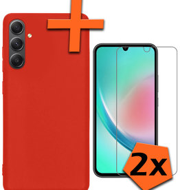Nomfy Nomfy Samsung Galaxy A34 Hoesje Siliconen Met 2x Screenprotector - Rood