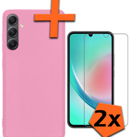Nomfy Nomfy Samsung Galaxy A34 Hoesje Siliconen Met 2x Screenprotector - Lichtroze