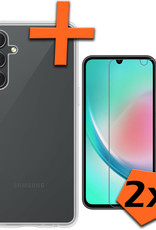 Nomfy Hoesje Geschikt voor Samsung A34 Hoesje Siliconen Cover Case Met 2x Screenprotector - Hoes Geschikt voor Samsung Galaxy A34 Hoes Back Case - Transparant