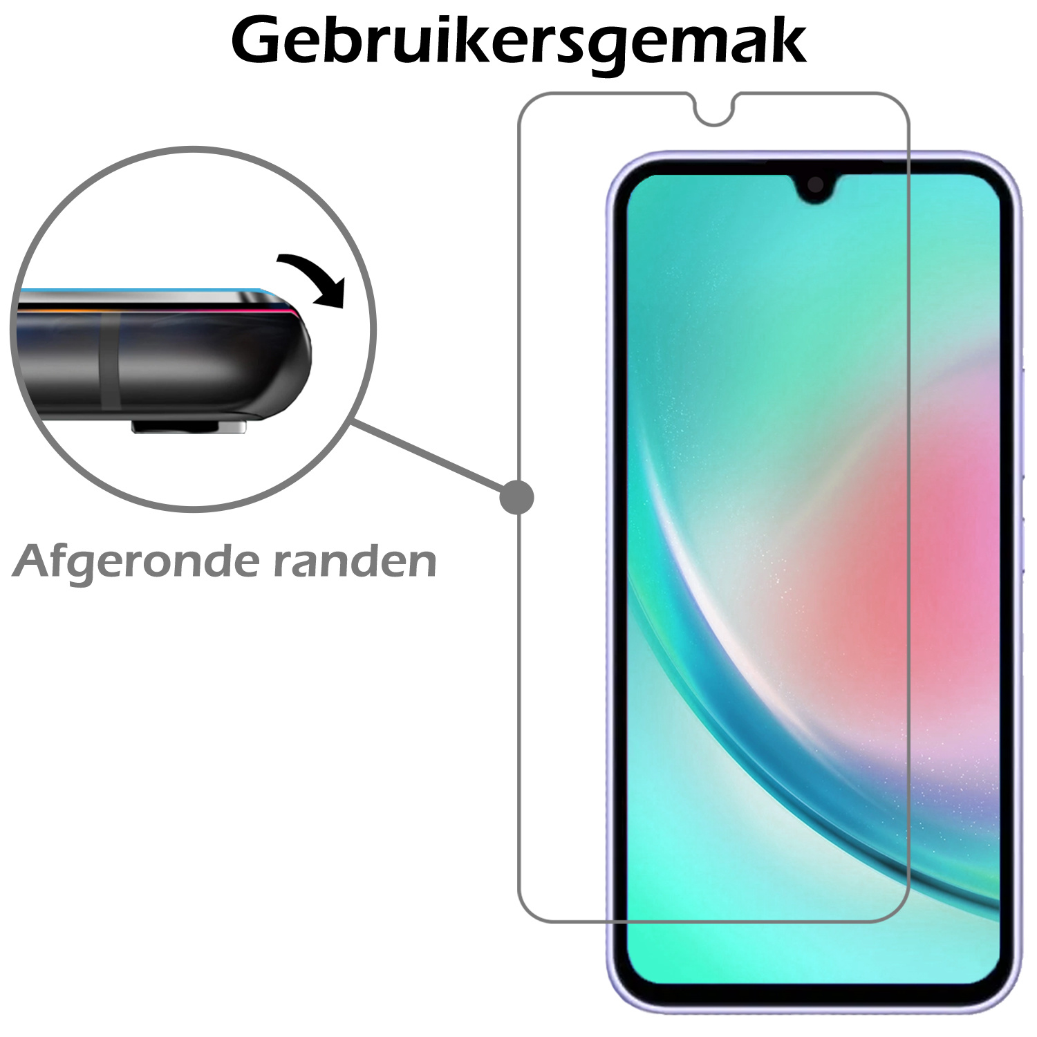 Nomfy Hoesje Geschikt voor Samsung A34 Hoesje Siliconen Cover Case Met 2x Screenprotector - Hoes Geschikt voor Samsung Galaxy A34 Hoes Back Case - Transparant