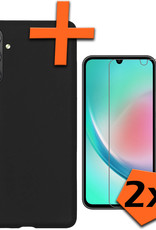 Nomfy Hoesje Geschikt voor Samsung A34 Hoesje Siliconen Cover Case Met 2x Screenprotector - Hoes Geschikt voor Samsung Galaxy A34 Hoes Back Case - Zwart