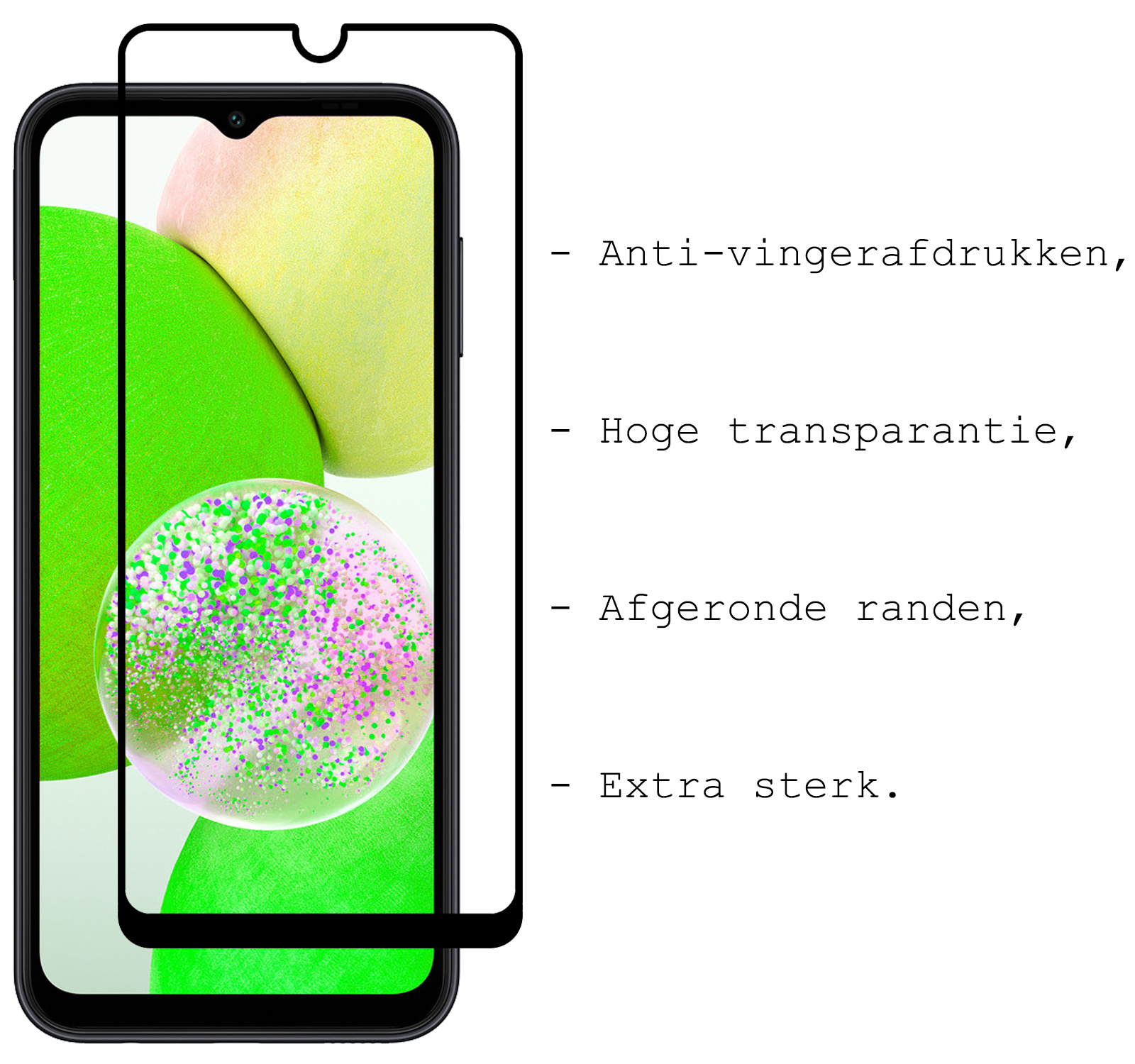 BASEY. Screenprotector Geschikt voor Samsung A14 Screenprotector Beschermglas Full Cover - Screenprotector Geschikt voor Samsung Galaxy A14 Screen Protector Full Cover - 2 Stuks