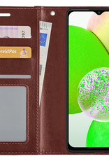 BASEY. Hoes Geschikt voor Samsung A14 Hoesje Bookcase Hoes Flip Case Book Cover - Hoesje Geschikt voor Samsung Galaxy A14 Hoes Book Case Hoesje - Bruin
