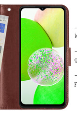 BASEY. Hoes Geschikt voor Samsung A14 Hoesje Bookcase Hoes Flip Case Book Cover - Hoesje Geschikt voor Samsung Galaxy A14 Hoes Book Case Hoesje - Bruin