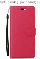 BASEY. Hoes Geschikt voor Samsung A14 Hoesje Bookcase Hoes Flip Case Book Cover - Hoesje Geschikt voor Samsung Galaxy A14 Hoes Book Case Hoesje - Donkerroze