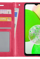 BASEY. Hoes Geschikt voor Samsung A14 Hoesje Bookcase Hoes Flip Case Book Cover - Hoesje Geschikt voor Samsung Galaxy A14 Hoes Book Case Hoesje - Donkerroze