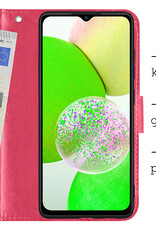 BASEY. Hoes Geschikt voor Samsung A14 Hoesje Bookcase Hoes Flip Case Book Cover - Hoesje Geschikt voor Samsung Galaxy A14 Hoes Book Case Hoesje - Donkerroze
