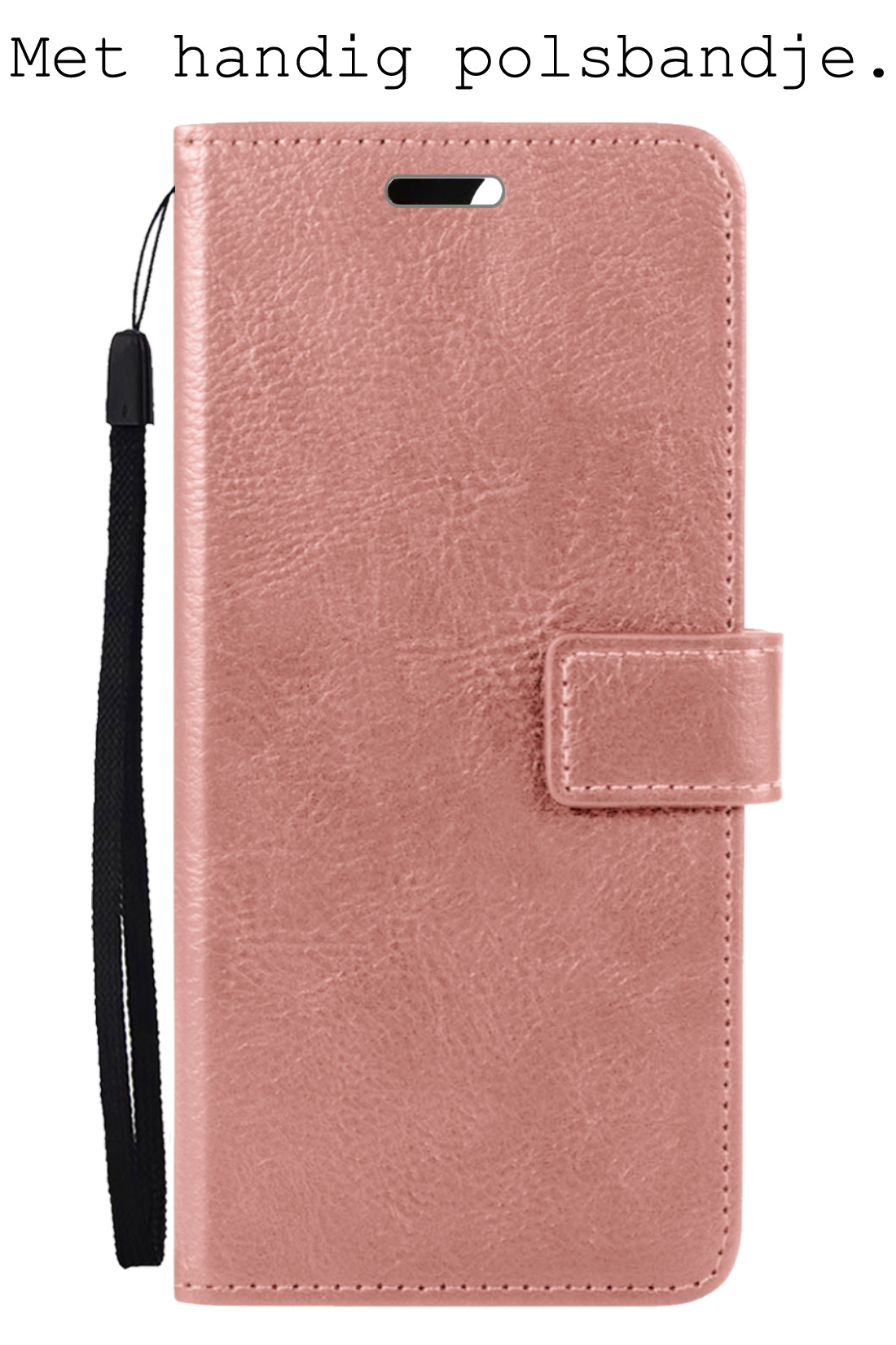 BASEY. Hoes Geschikt voor Samsung A14 Hoesje Bookcase Hoes Flip Case Book Cover - Hoesje Geschikt voor Samsung Galaxy A14 Hoes Book Case Hoesje - Rosé goud
