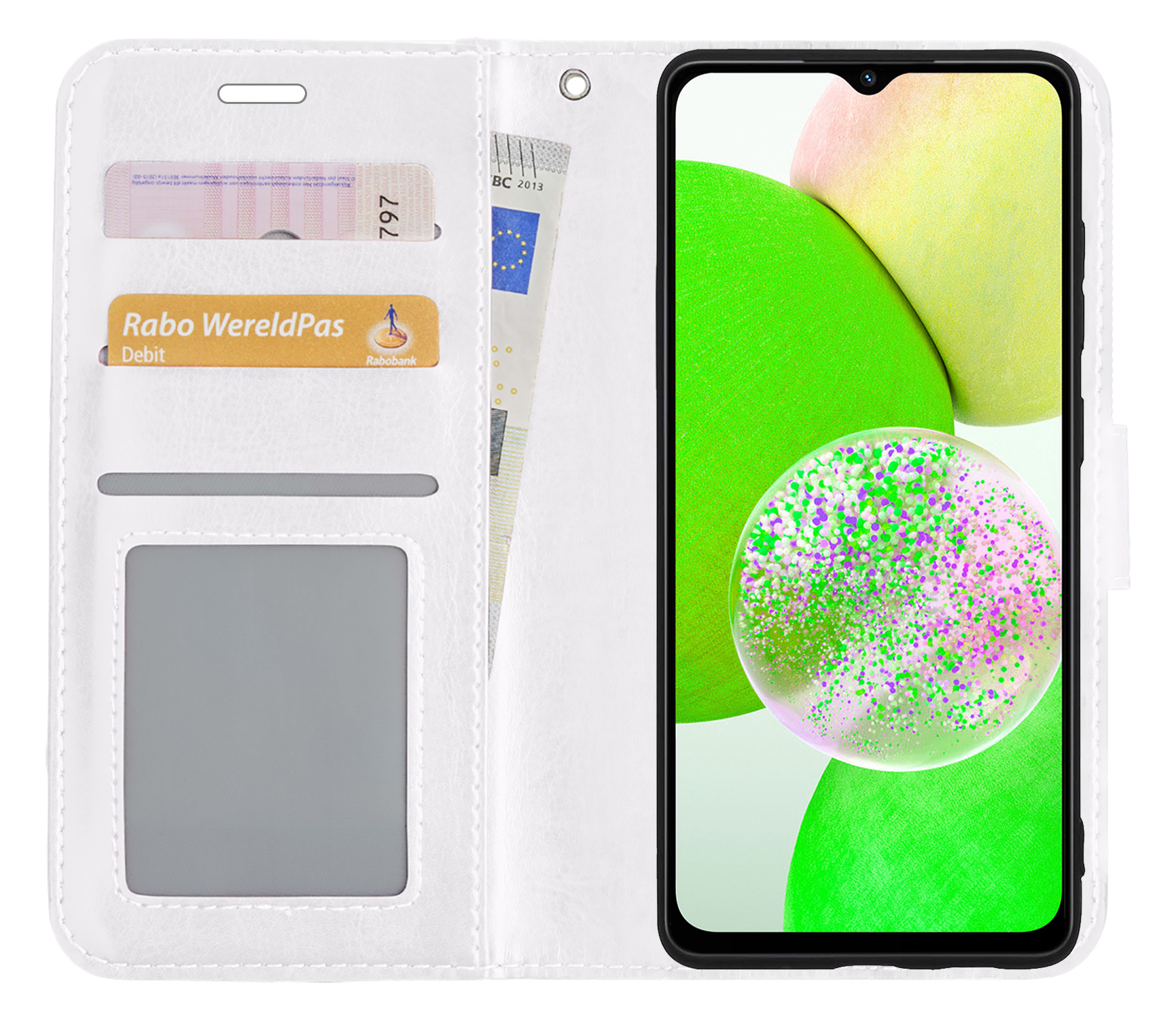 BASEY. Hoes Geschikt voor Samsung A14 Hoesje Bookcase Hoes Flip Case Book Cover - Hoesje Geschikt voor Samsung Galaxy A14 Hoes Book Case Hoesje - Wit